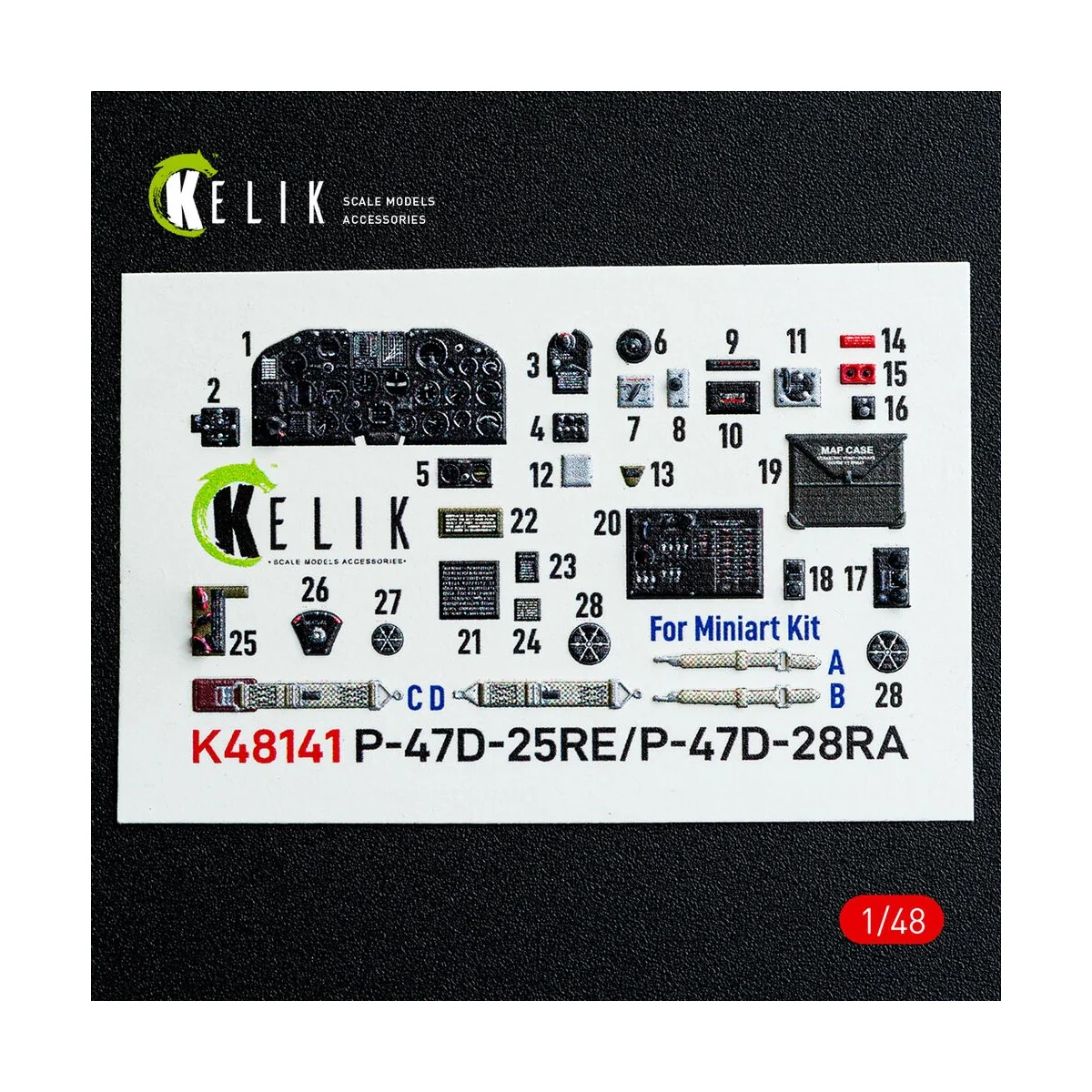 P-47D - 25RE/28RA - interior 3D decals for MiniArt kit, 1/48 - Keli...