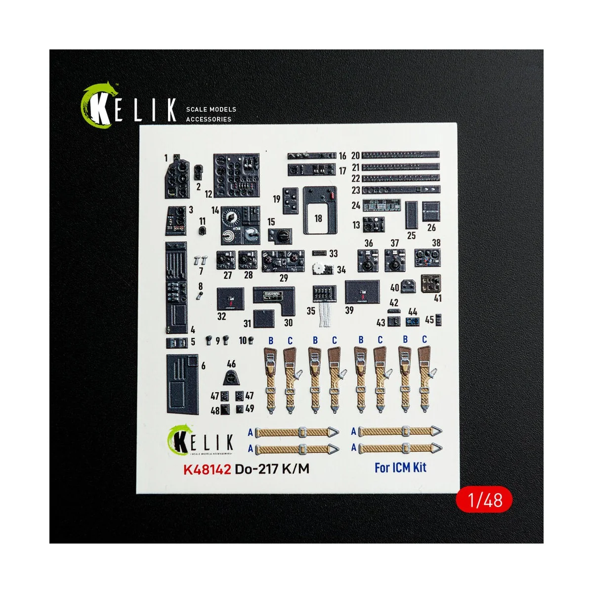 Do-217 K/M - interior 3D decals for ICM kit, 1/48 - Kelik K48142