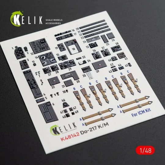 Do-217 K/M - interior 3D decals for ICM kit, 1/48 - Kelik K48142