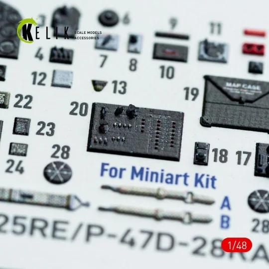 P-47D - 25RE/28RA - interior 3D decals for MiniArt kit, 1/48 - Keli...