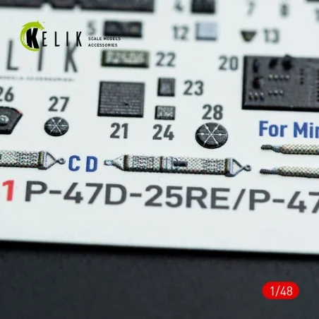 P-47D - 25RE/28RA - interior 3D decals for MiniArt kit, 1/48 - Keli...