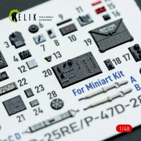P-47D - 25RE/28RA - interior 3D decals for MiniArt kit, 1/48 - Keli...