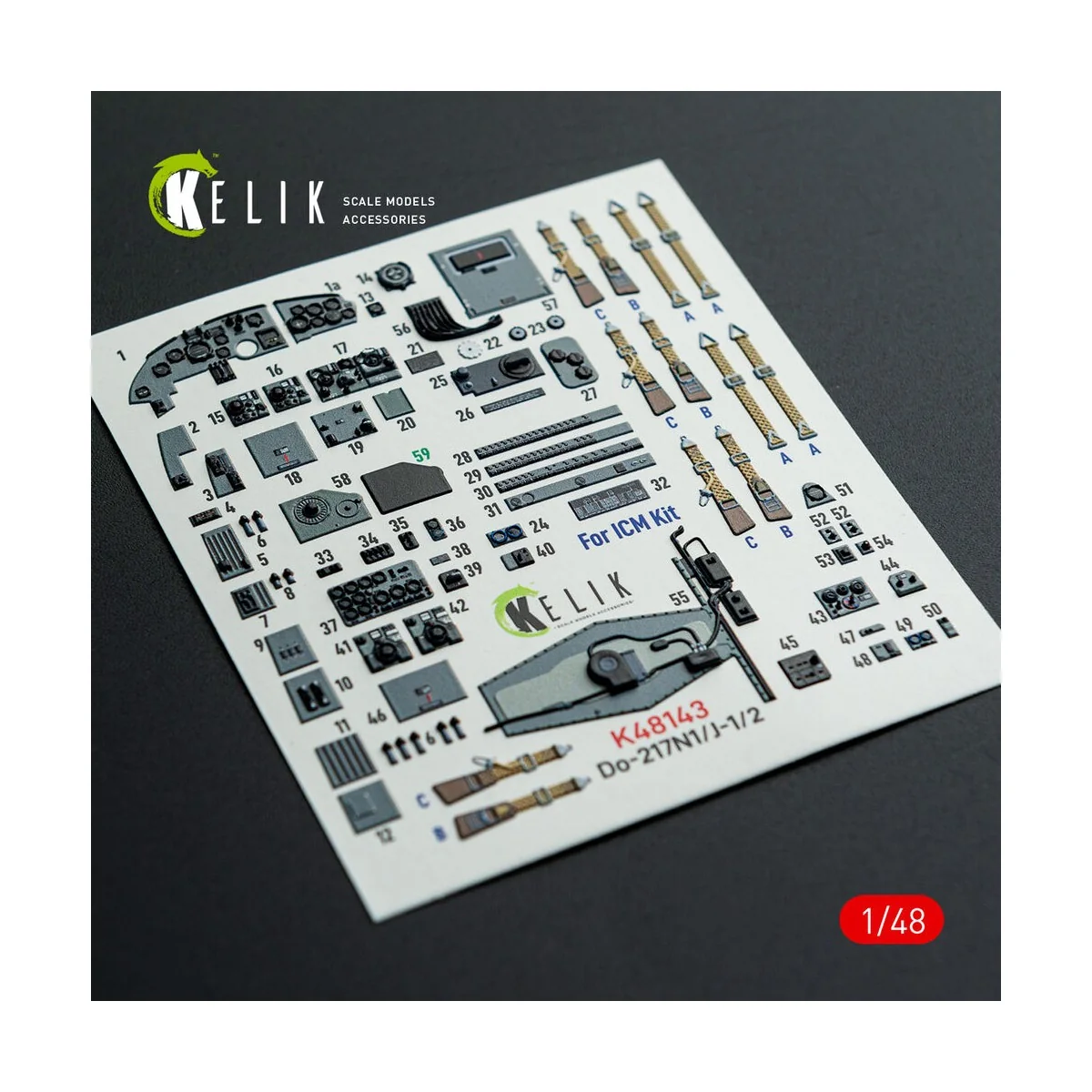 Do-217 N/J - interior 3D decals for ICM kit, 1/48 - Kelik K48143