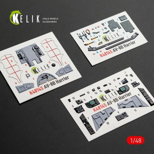 AV-8B Harrier - interior 3D decals for Hasegawa kit, 1/48 - Kelik K...