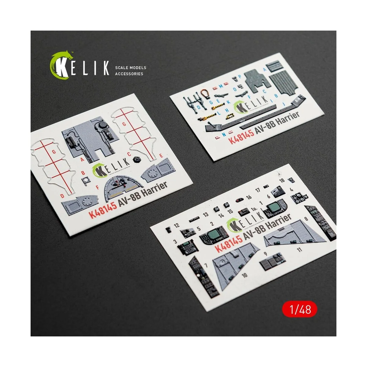 AV-8B Harrier - interior 3D decals for Hasegawa kit, 1/48 - Kelik K...