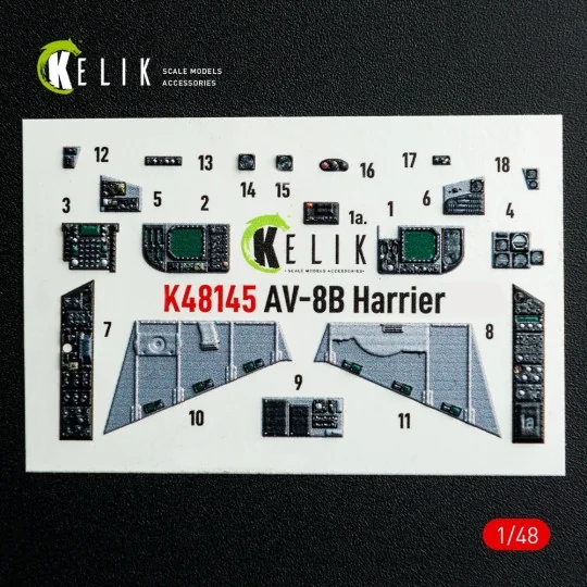 AV-8B Harrier - interior 3D decals for Hasegawa kit, 1/48 - Kelik K...