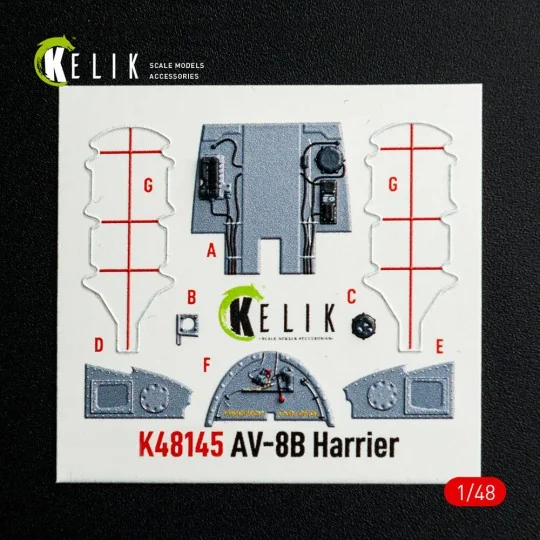 AV-8B Harrier - interior 3D decals for Hasegawa kit, 1/48 - Kelik K...