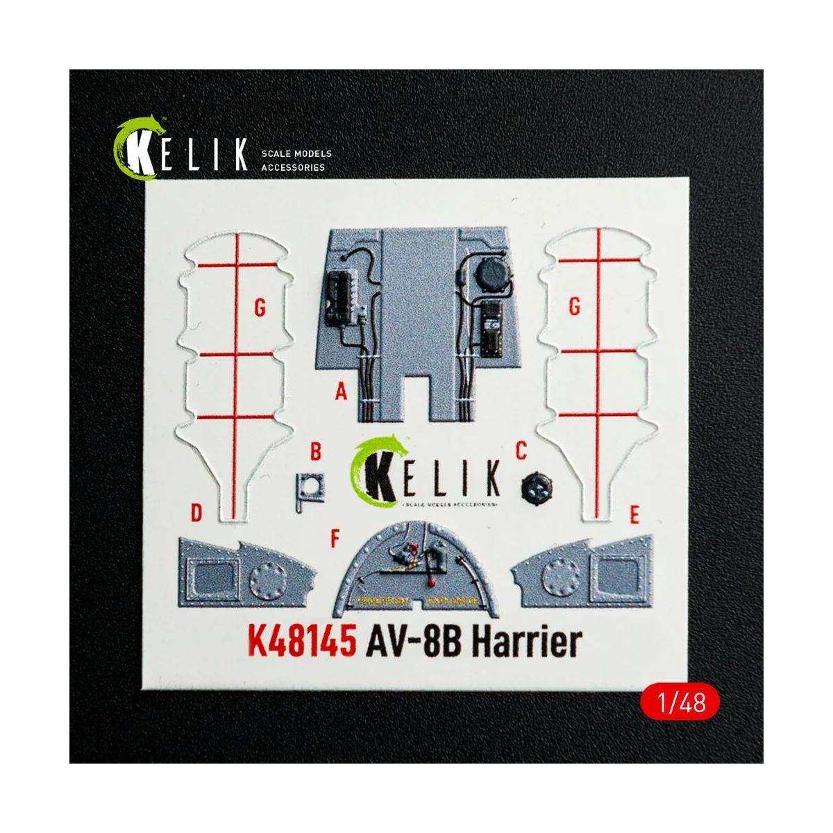 AV-8B Harrier - interior 3D decals for Hasegawa kit, 1/48 - Kelik K...