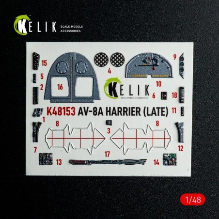 AV-8A HARRIER (Late) - interior 3D decals for Kinetic kit, 1/48 - K...