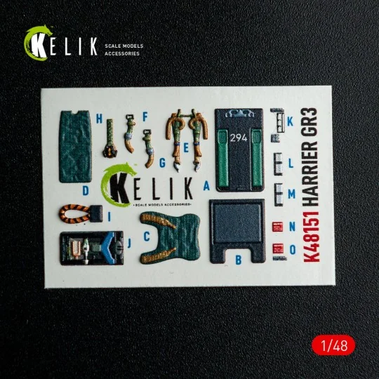 HARRIER GR3 - interior 3D decals for Kinetic kit, 1/48 - Kelik K48151