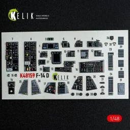 F-14D - interior 3D decals for GWH kit, 1/48 - Kelik K48159 2