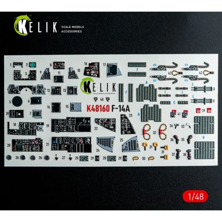 F-14A - interior 3D decals for Hasegawa kit, 1/48 - Kelik K48160
