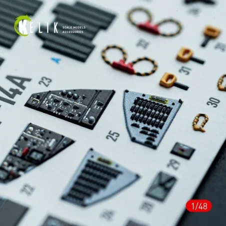 F-14A - interior 3D decals for Hasegawa kit, 1/48 - Kelik K48160