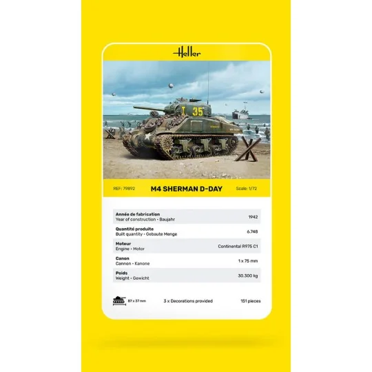 M4 Sherman D-Day, 1/72 - Heller 79892