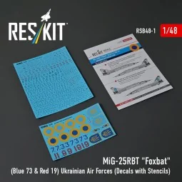 MiG-25RBT Foxbat (Blue 73 & Red 19) Ukrainian Air Forces (Decals wi...
