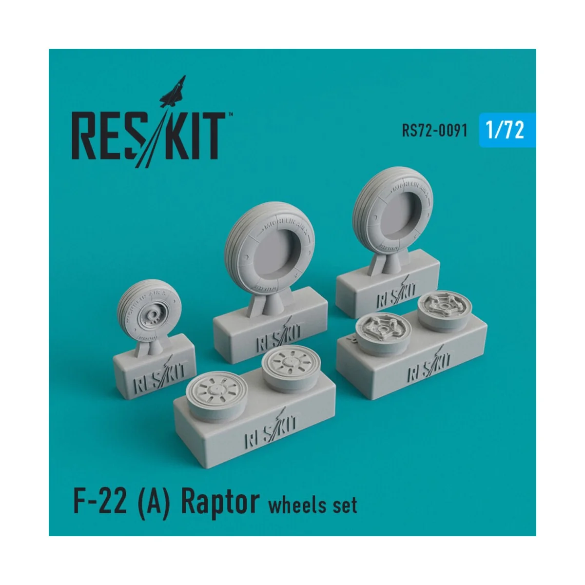 F-22A Raptor wheels set, 1/72 - ResKit Models RS72-0091