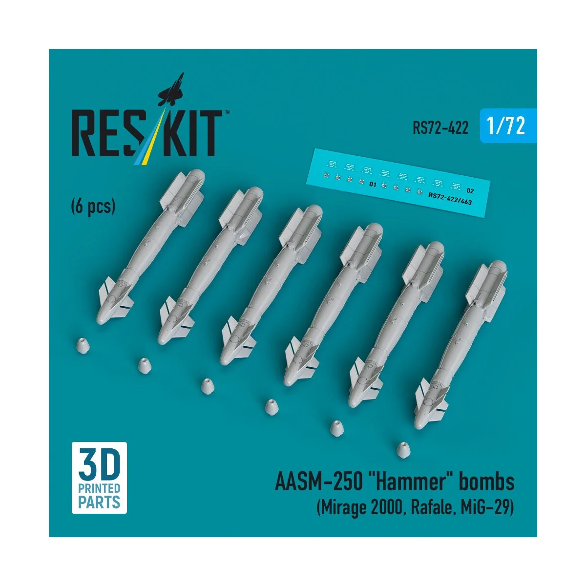 AASM-250 Hammer (6 pcs) (Mirage 2000, Rafale, MiG-29) (3D Printed),...