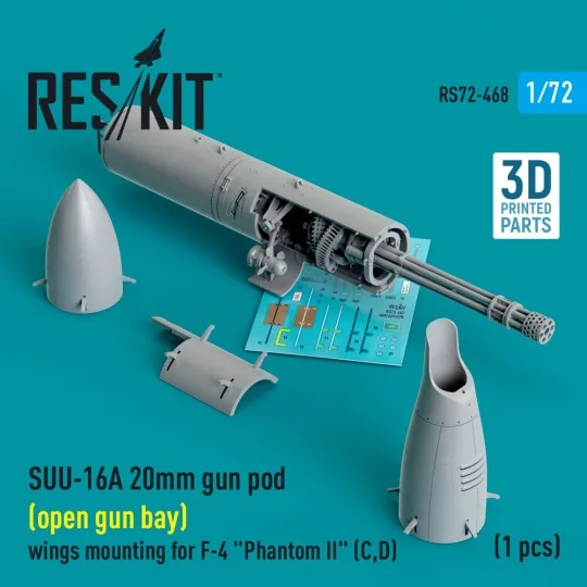 SUU-16A 20mm gun pod (open gun bay) wings mounting for F-4 Phantom ...