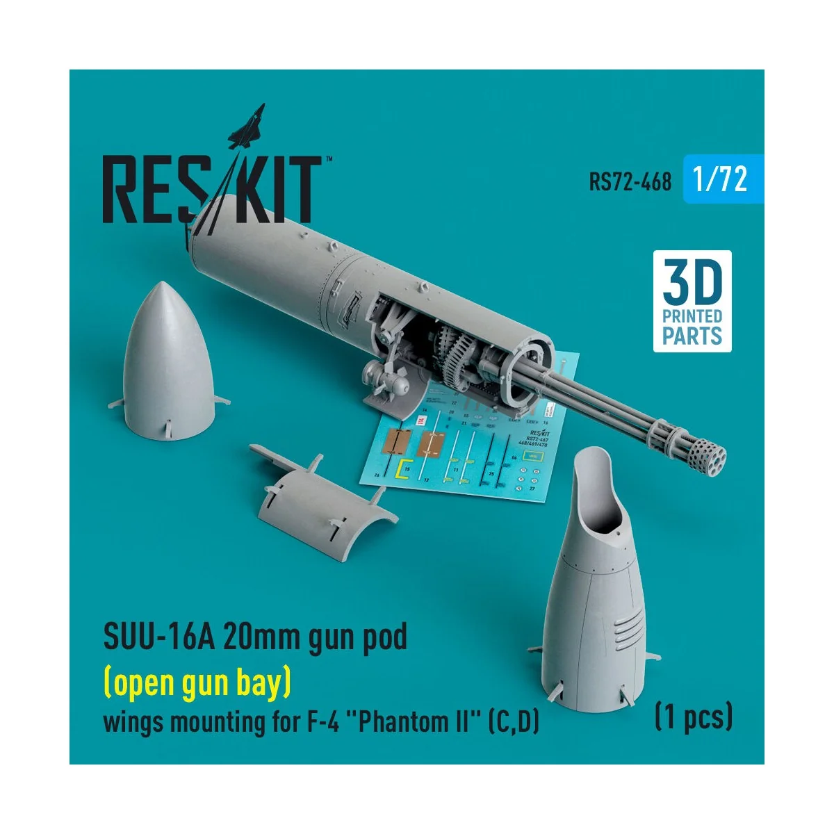 SUU-16A 20mm gun pod (open gun bay) wings mounting for F-4 Phantom ...