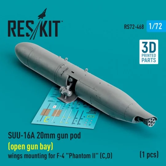 SUU-16A 20mm gun pod (open gun bay) wings mounting for F-4 Phantom ...