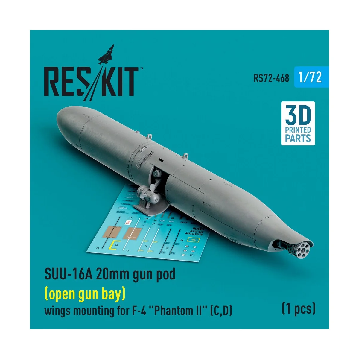SUU-16A 20mm gun pod (open gun bay) wings mounting for F-4 Phantom ...