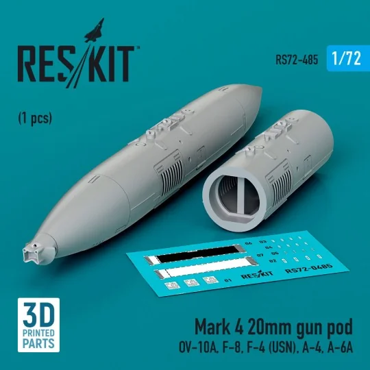 Mark 4 20mm gun pod (1 pcs) (OV-10A, F-8, F-4 (USN), A-4, A-6A) (3D...