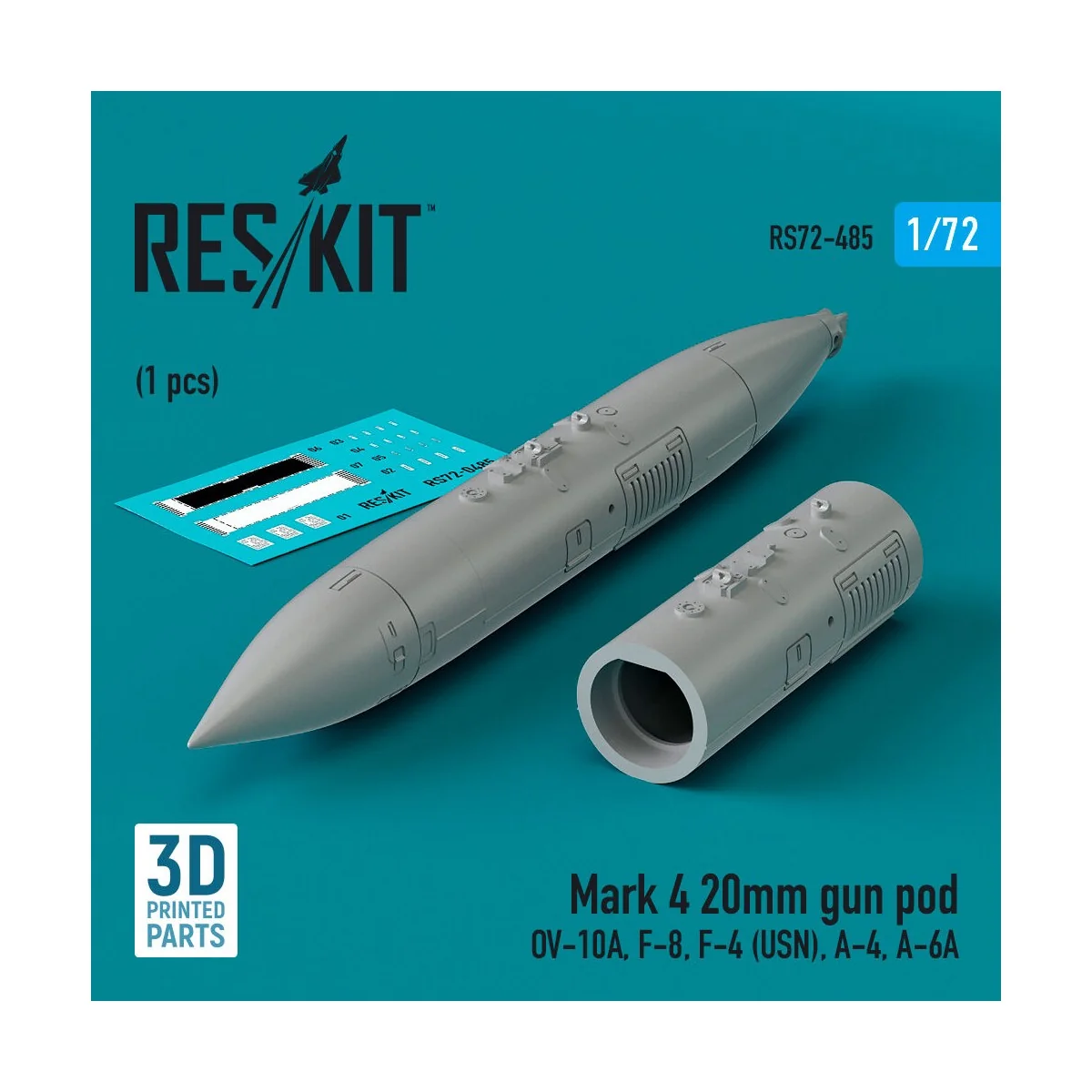 Mark 4 20mm gun pod (1 pcs) (OV-10A, F-8, F-4 (USN), A-4, A-6A) (3D...
