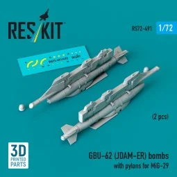 GBU-62 (JDAM-ER) bombs with pylons for MiG-29 Fulcrum (2 pcs) (3D P...