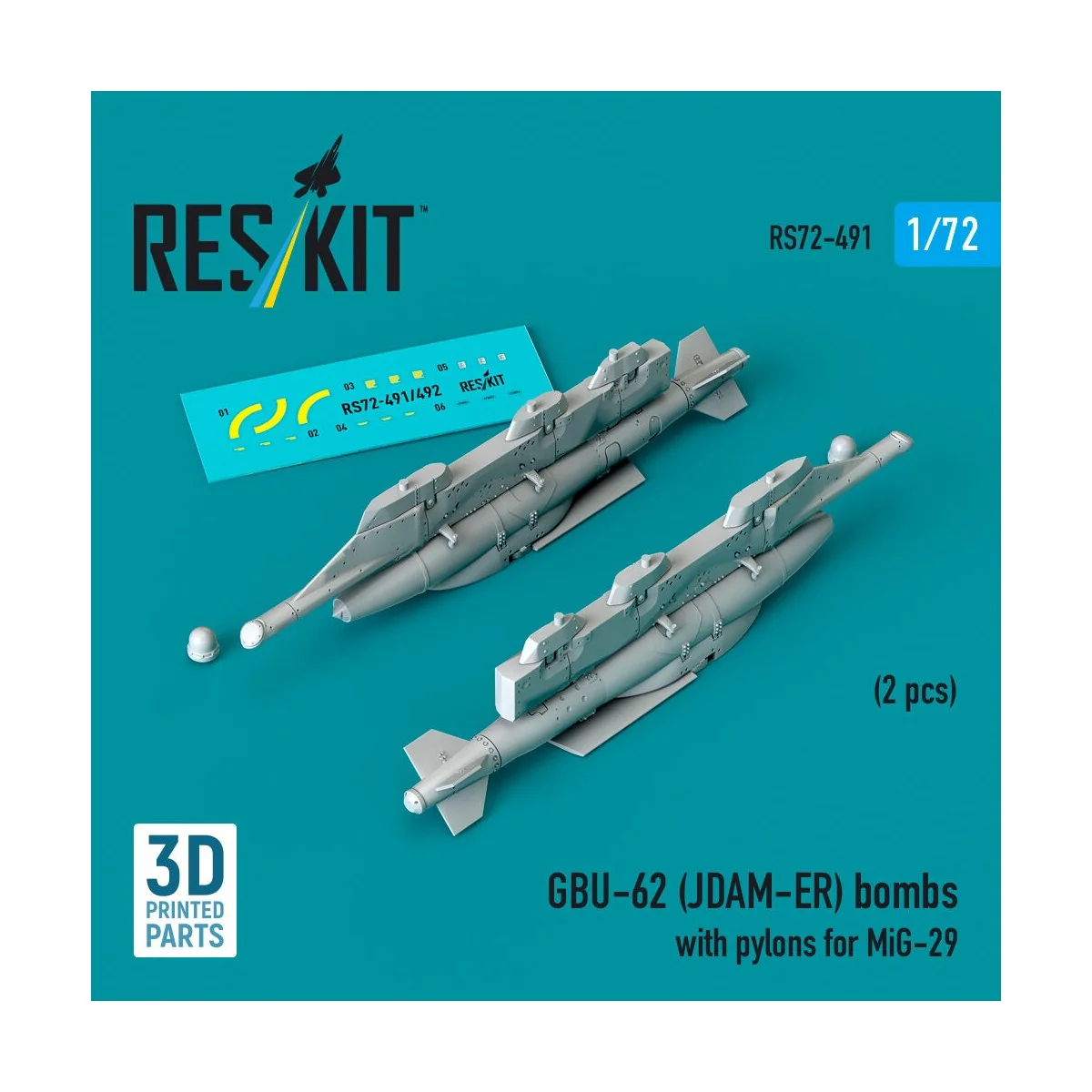 GBU-62 (JDAM-ER) bombs with pylons for MiG-29 Fulcrum (2 pcs) (3D P...