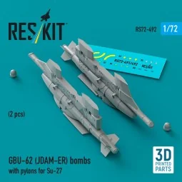 GBU-62 (JDAM-ER) bombs with pylons for Su-27 Flanker (2 pcs) (3D Pr...