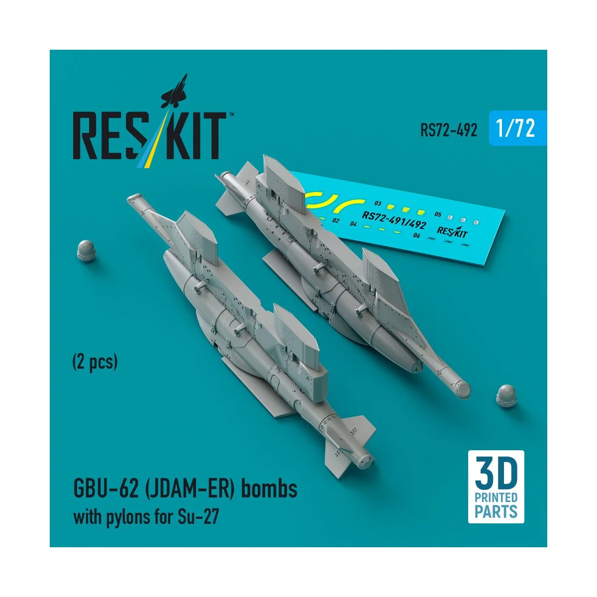 GBU-62 (JDAM-ER) bombs with pylons for Su-27 Flanker (2 pcs) (3D Pr...