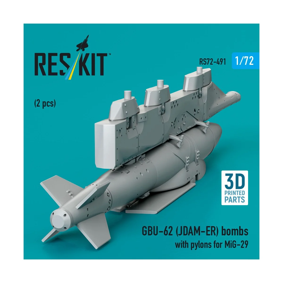 GBU-62 (JDAM-ER) bombs with pylons for MiG-29 Fulcrum (2 pcs) (3D P...