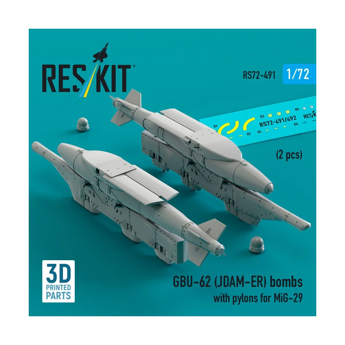 GBU-62 (JDAM-ER) bombs with pylons for MiG-29 Fulcrum (2 pcs) (3D P...