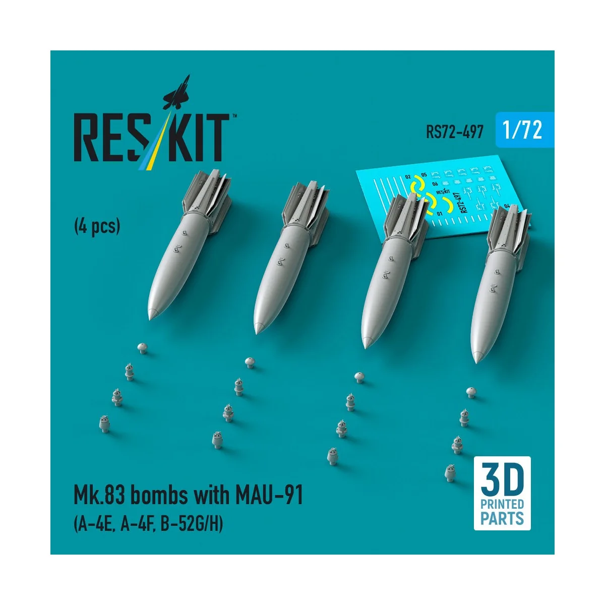 Mk.83 bombs with MAU-91 (4 pcs) (A-4E, A-4F, B-52G/H) (3D printed),...