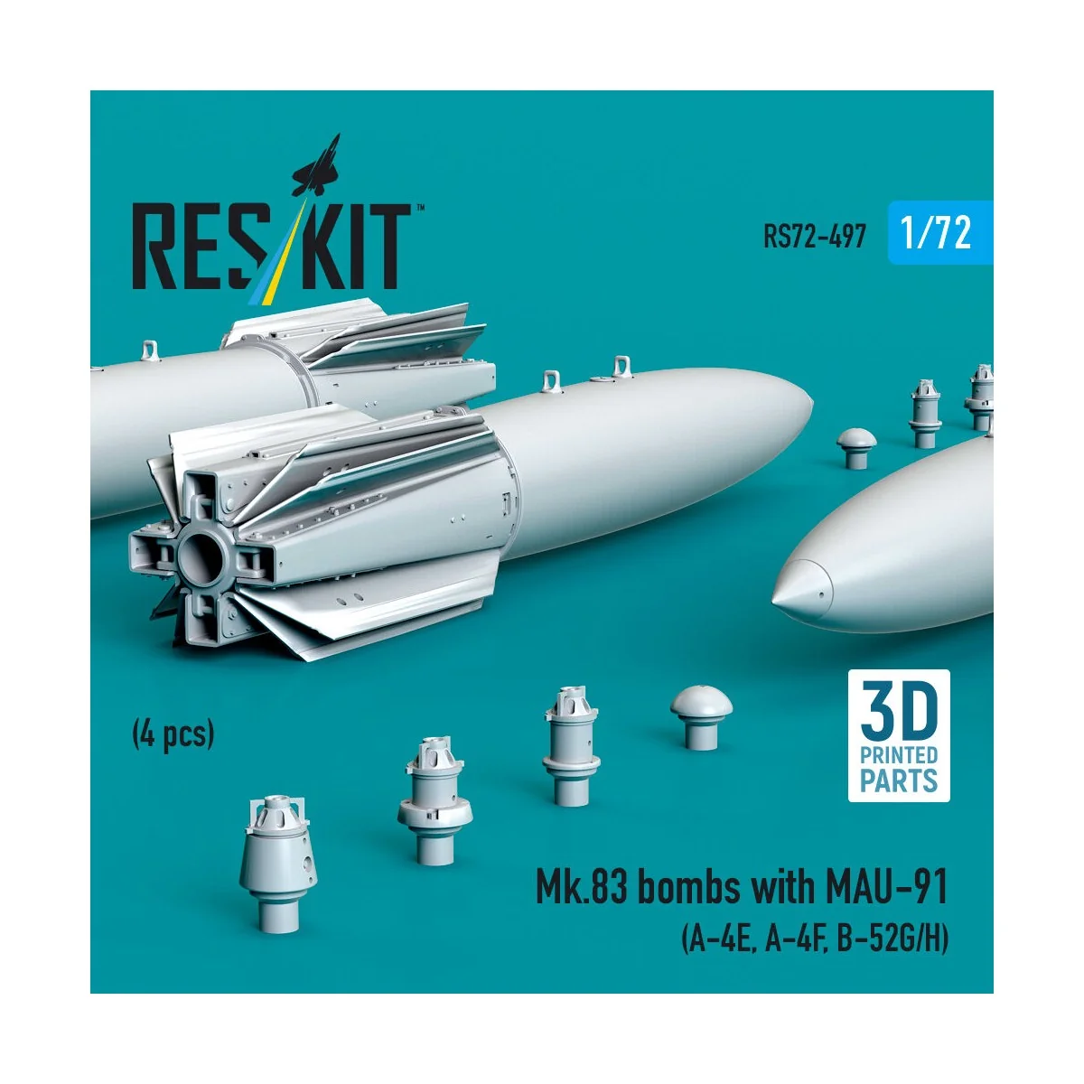 Mk.83 bombs with MAU-91 (4 pcs) (A-4E, A-4F, B-52G/H) (3D printed),...