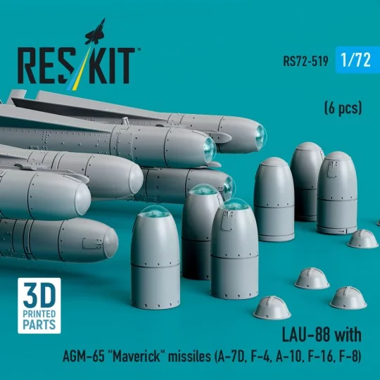 LAU-88 with (2 pcs) AGM-65 Maverick missiles (6 pcs) (A-7D, F-4, A-...