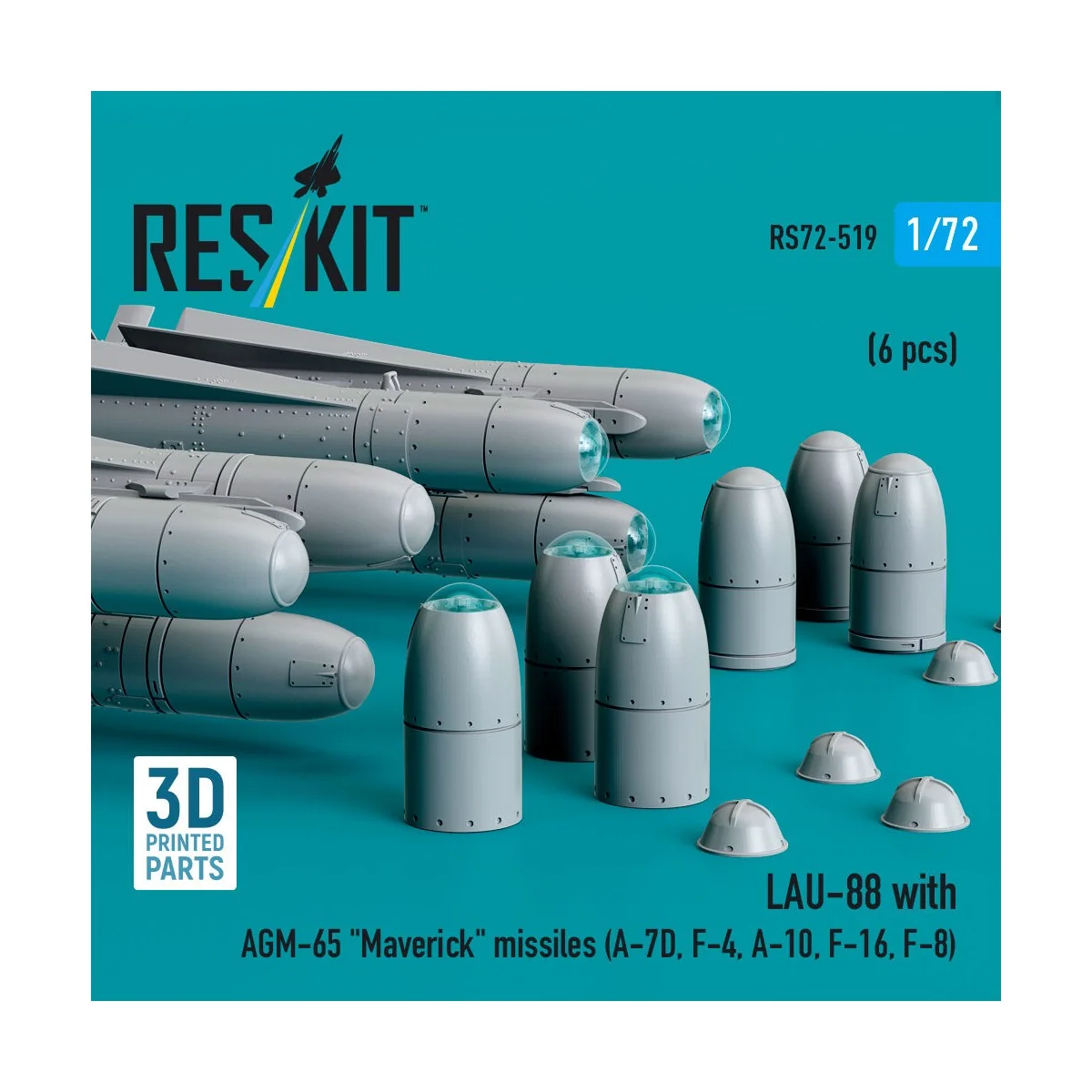 LAU-88 with (2 pcs) AGM-65 Maverick missiles (6 pcs) (A-7D, F-4, A-...