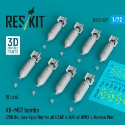 AN-M57 bombs (250 lbs, box-type fin) for all USAF & RAF of WW2 & Ko...