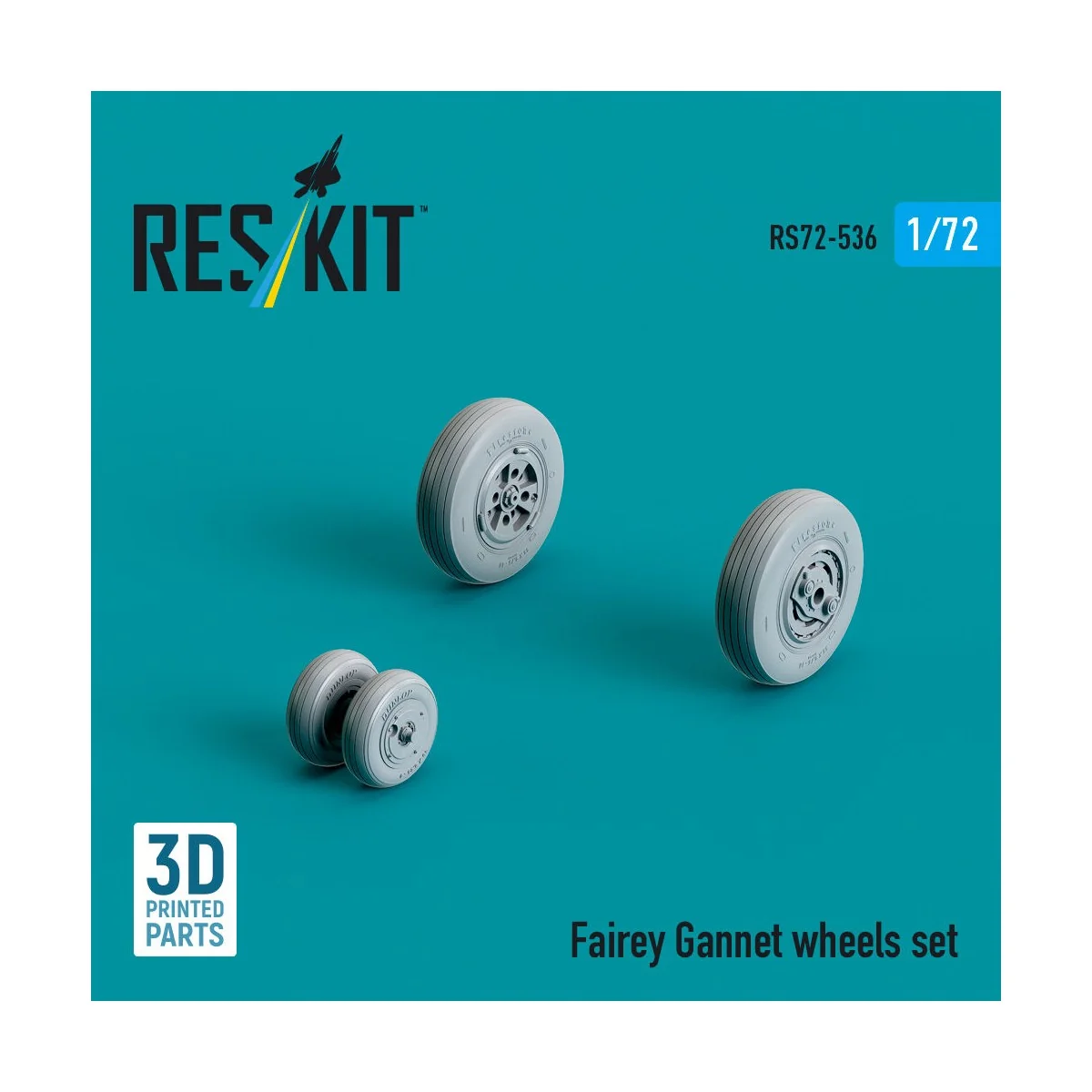 Fairey Gannet wheels set (3D Printed), 1/72 - ResKit Models RS72-0536