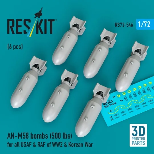 AN-M58 bombs (500 lbs) for all USAF & RAF of WW2 & Korean War (6 pc...