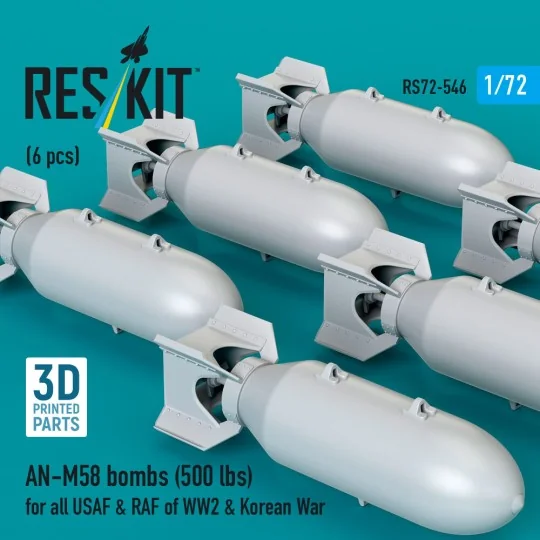 AN-M58 bombs (500 lbs) for all USAF & RAF of WW2 & Korean War (6 pc...