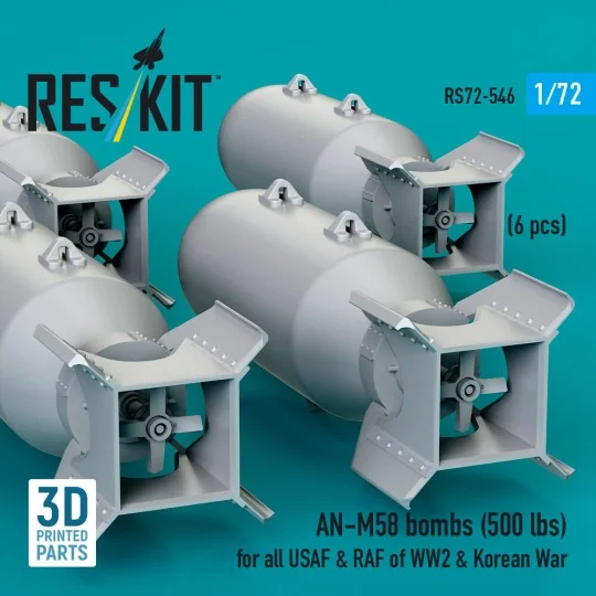 AN-M58 bombs (500 lbs) for all USAF & RAF of WW2 & Korean War (6 pc...