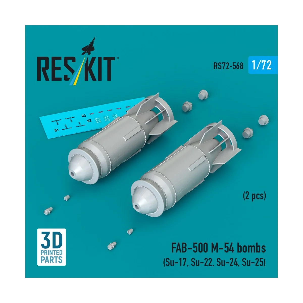 FAB-500 M-54 bombs (2 pcs) (Su-17, Su-22, Su-24, Su-25) (3D Printed...