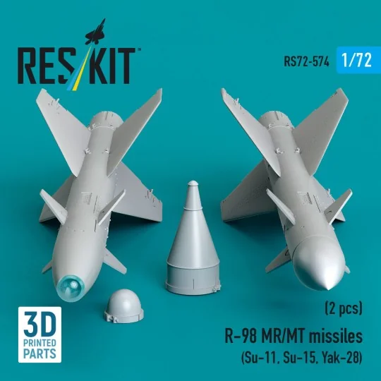 R-98 MR/MT missiles (2 pcs) (Su-11, Su-15, Yak-28) (3D Printed), 1/... R-98 MR/MT missiles (2 pcs) (Su-11, Su-15, Yak-28) (3D Printed), 1/...