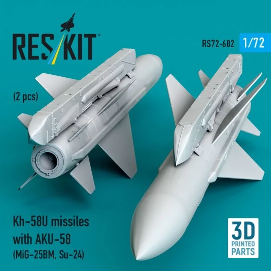 Kh-58U missiles with AKU-58 (2 pcs) (MiG-25BM, Su-24) (3D Printed),...