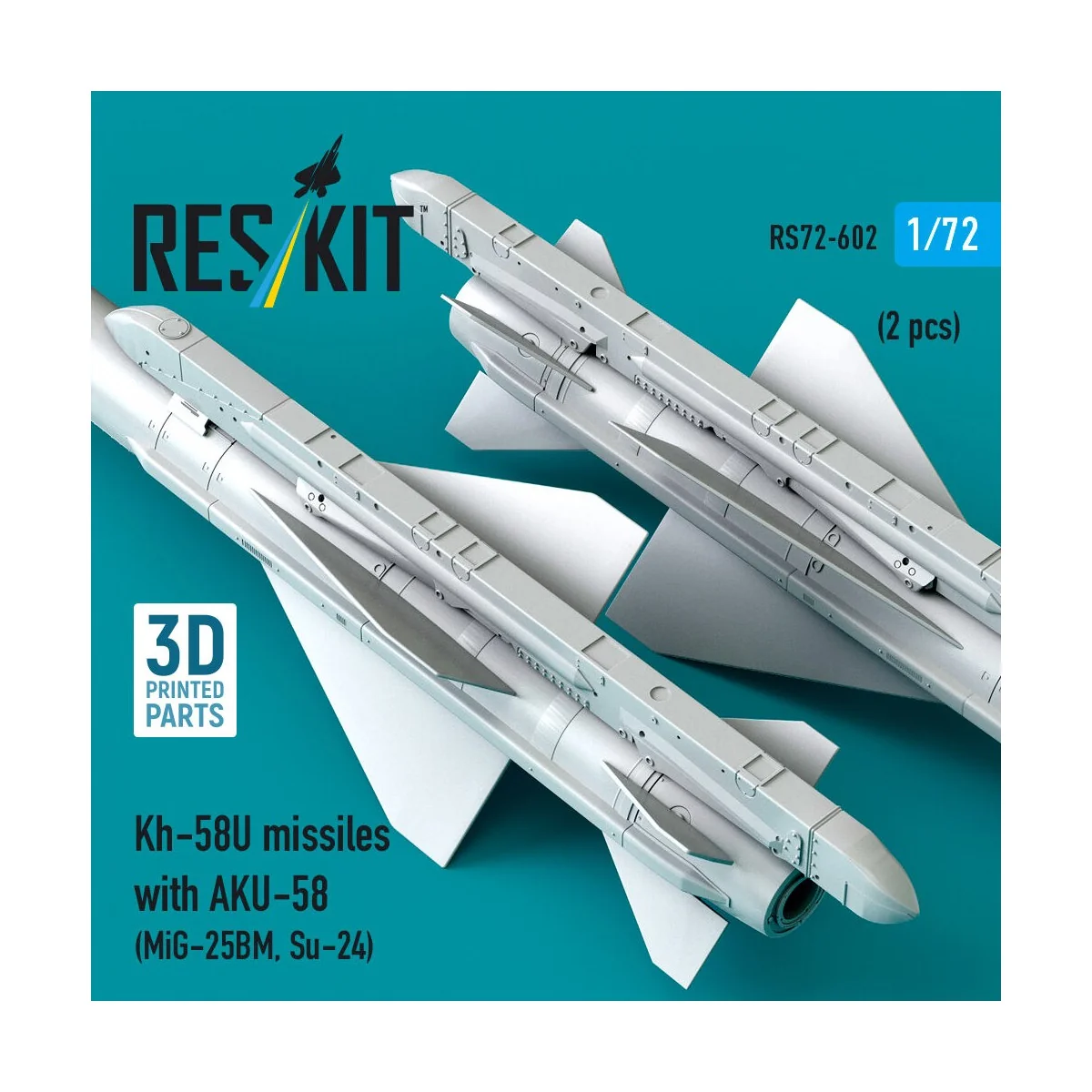 Kh-58U missiles with AKU-58 (2 pcs) (MiG-25BM, Su-24) (3D Printed),...