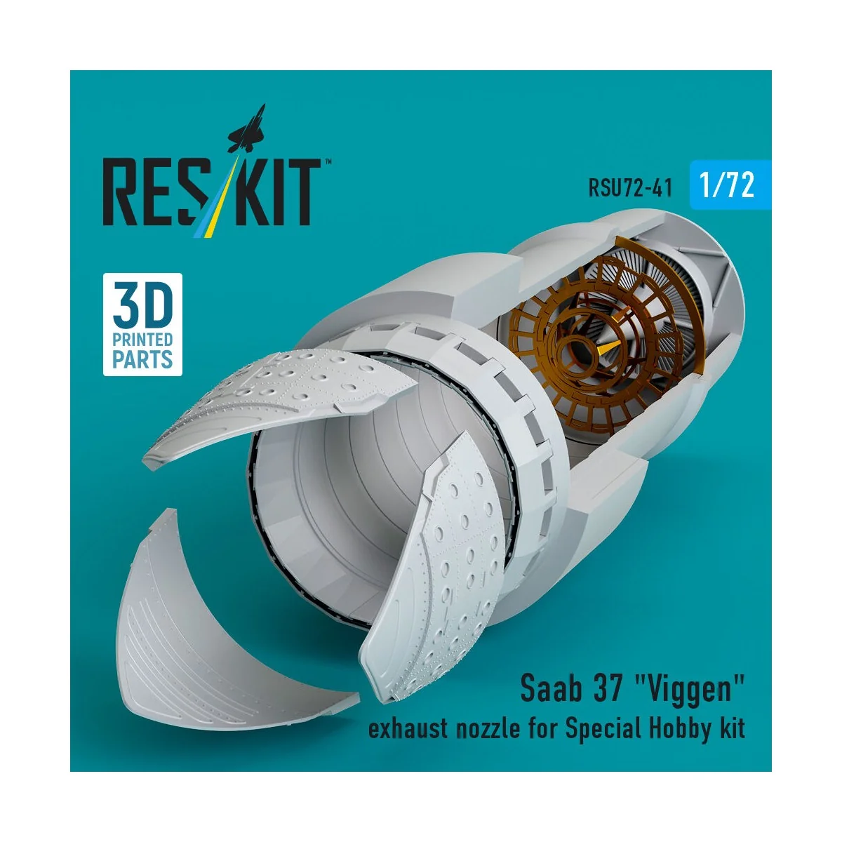 Saab 37 Viggen exhaust nozzle for Special Hobby kit (3D Printed), 1...