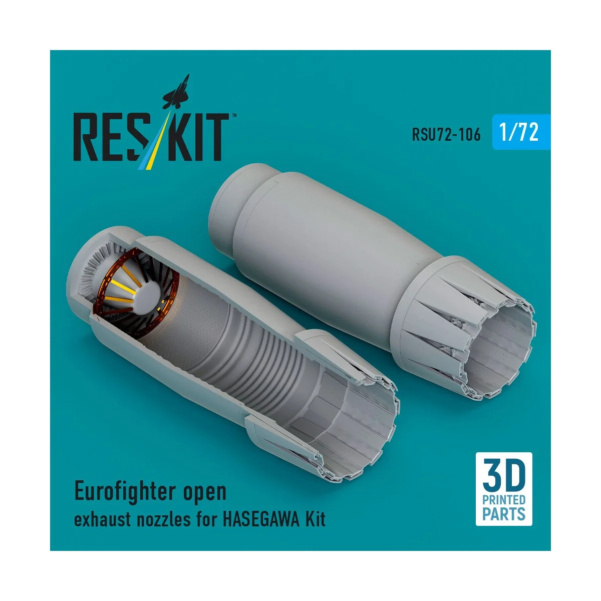 Eurofighter open exhaust nozzles for Hasegawa kit (3D Printed), 1/7...