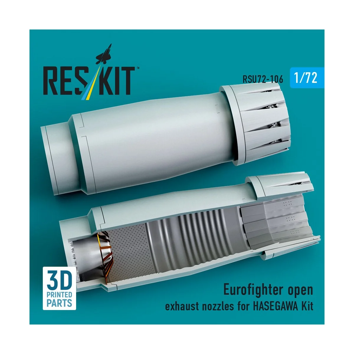 Eurofighter open exhaust nozzles for Hasegawa kit (3D Printed), 1/7...