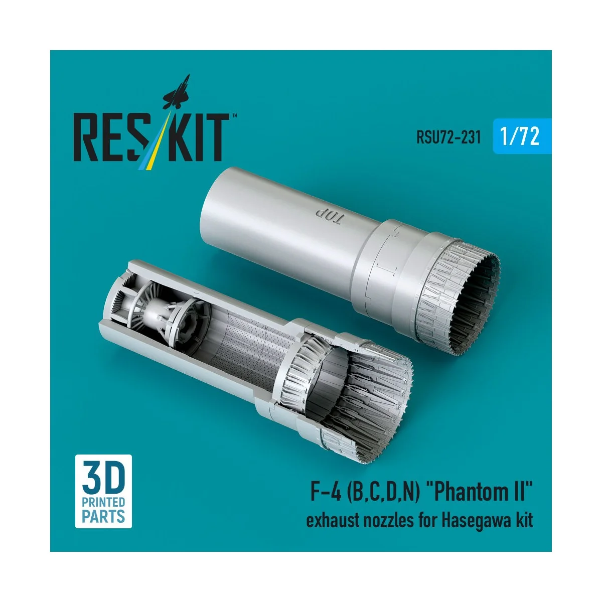 F-4 (B, C, D, N) Phantom II exhaust nozzles for Hasegawa kit (3D Pr...